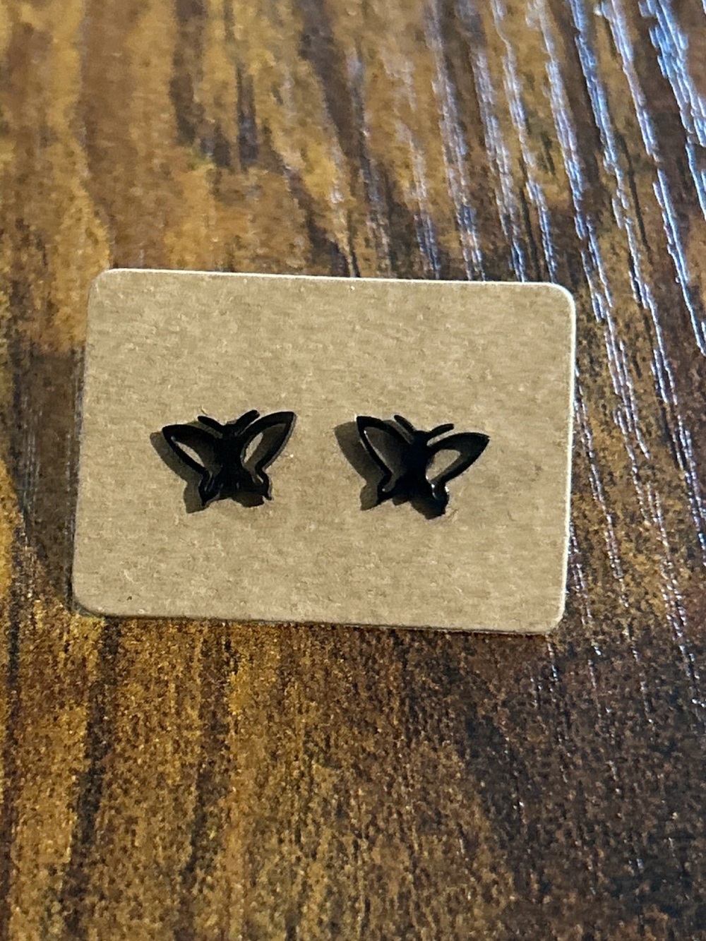 Black Butterfly Stud Earrings - Minimalist Pair